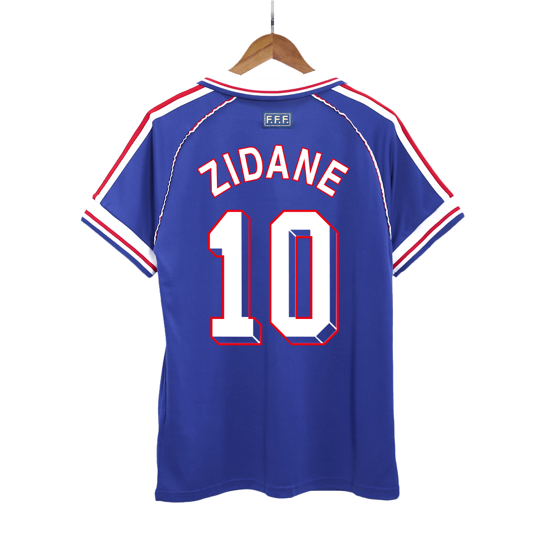 Retro ZIDANE #10 Men's France World Cup 1998 Home Soccer Jersey product view 1
