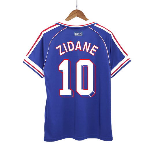 Retro ZIDANE #10 Men's France World Cup 1998 Home Soccer Jersey product view 1