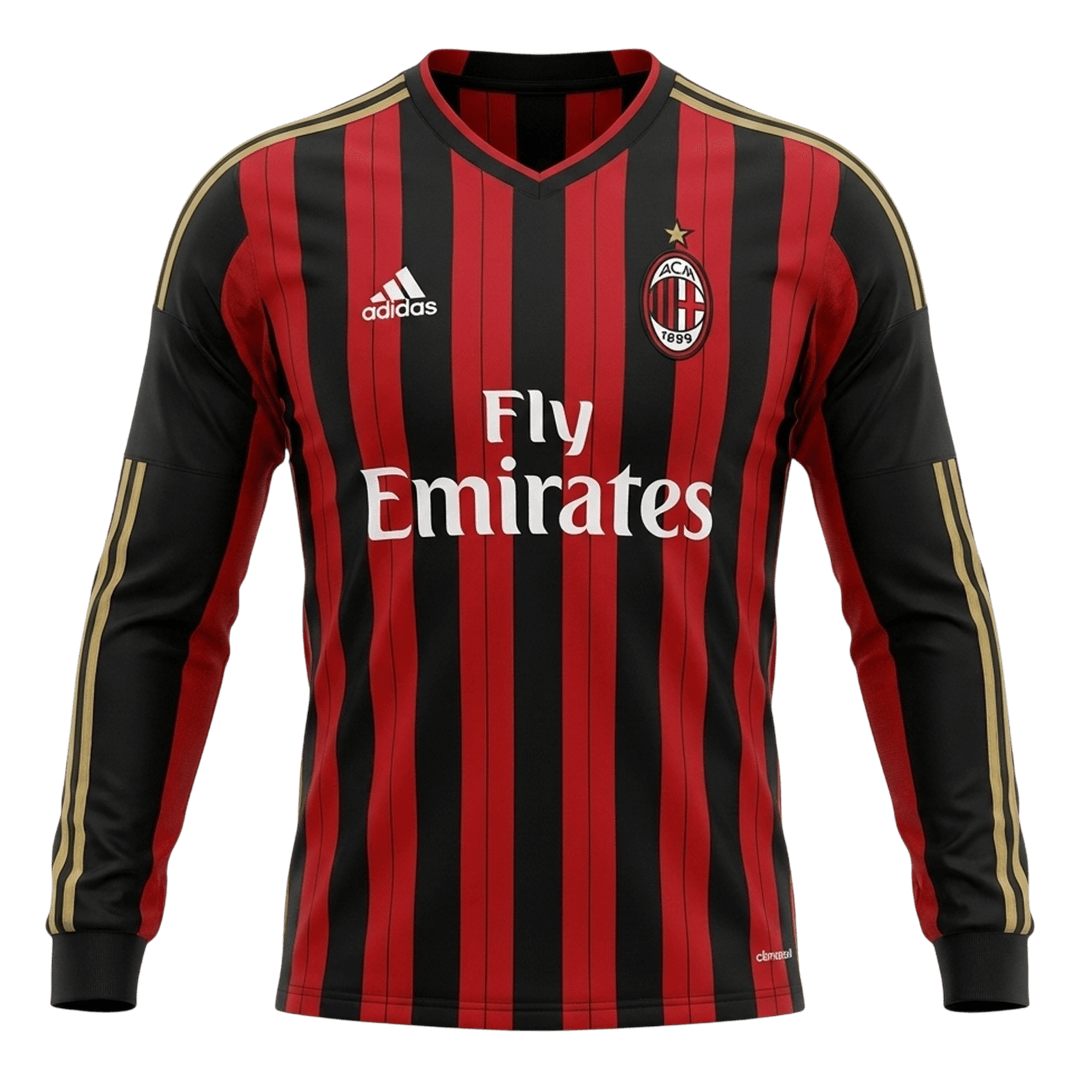 Retro Men's AC Milan 2013/14 Home Long Sleeve Soccer Jersey product view 1