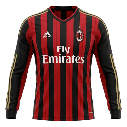 Retro Men's AC Milan 2013/14 Home Long Sleeve Soccer Jersey product view 1