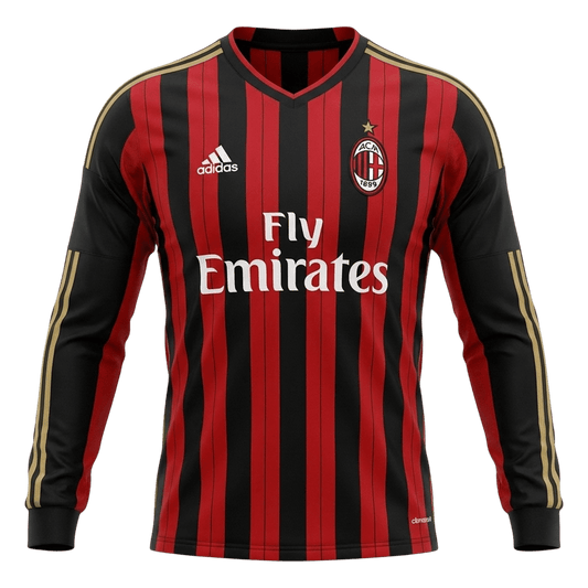 Retro Men's AC Milan 2013/14 Home Long Sleeve Soccer Jersey product view 1