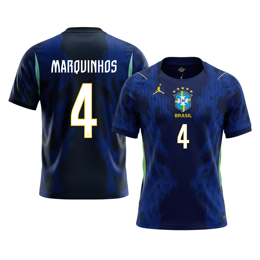MARQUINHOS #4 Men's Brazil World Cup 2026 Away Soccer Jersey product view 1