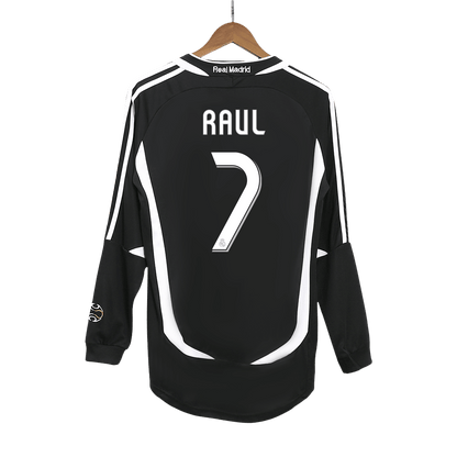 Retro RAUL #7 Men's Real Madrid 2006/07 Away Long Sleeve Soccer Jersey product view 1