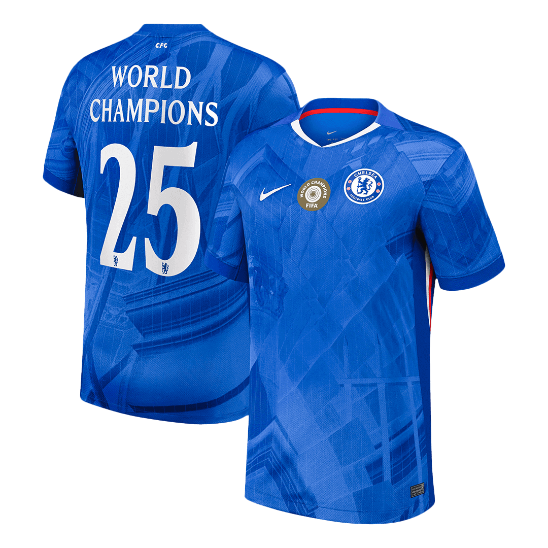 WORLD CHAMPIONS #25 Men's Chelsea 2025/26 Home Soccer Jersey Premium product view 1