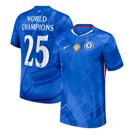 WORLD CHAMPIONS #25 Men's Chelsea 2025/26 Home Soccer Jersey Premium product view 1