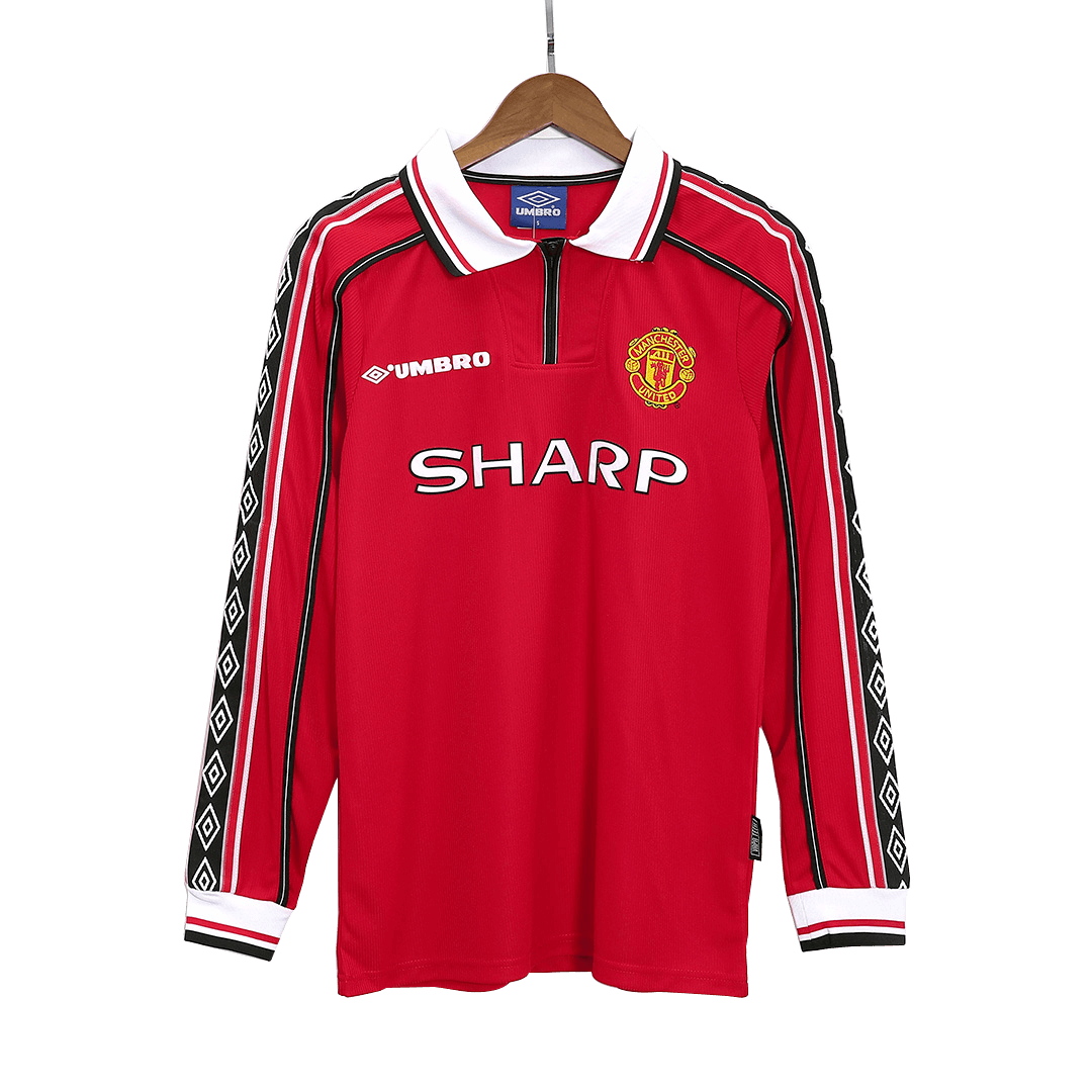 Retro Men's Manchester United 1998/99 Home Long Sleeve Soccer Jersey product view 1