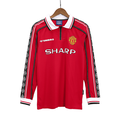Retro Men's Manchester United 1998/99 Home Long Sleeve Soccer Jersey product view 1