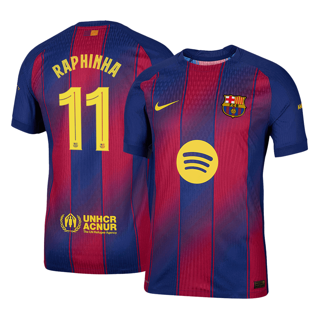 RAPHINHA #11 Men's Barcelona UCL 2025/26 Player Version Home Soccer Jersey - Slim Fit product view 1