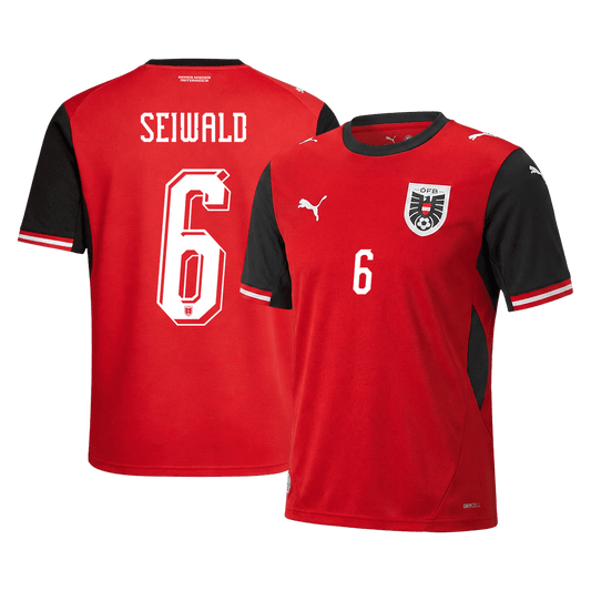 SEIWALD #6 Men's Austria World Cup 2026 Home Soccer Jersey product view 1
