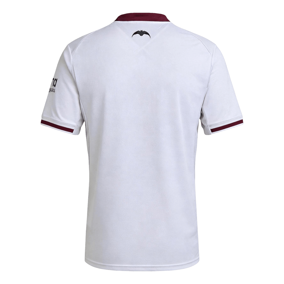 Men's Valencia 2026/27 home soccer jersey rear view with dark red collar detail