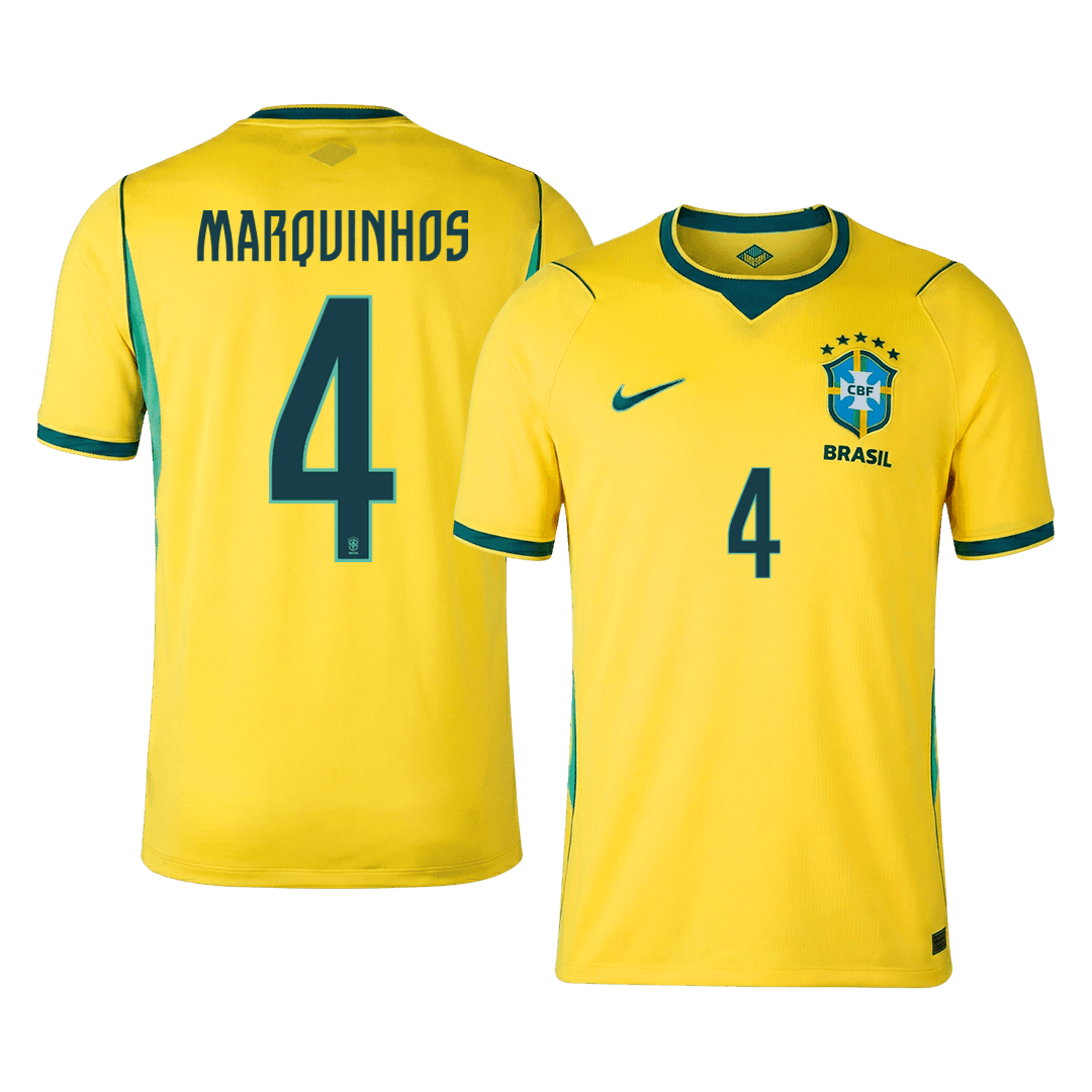 MARQUINHOS #4 Men's Brazil World Cup 2026 Home Soccer Jersey Premium product view 1