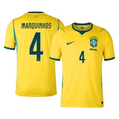 MARQUINHOS #4 Men's Brazil World Cup 2026 Home Soccer Jersey Premium product view 1