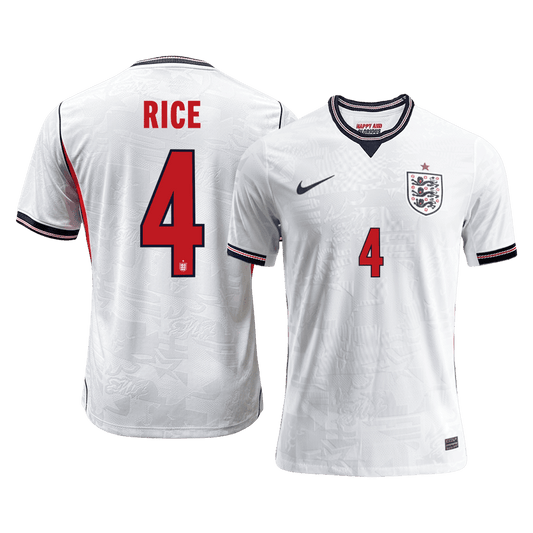 RICE #4 Men's England World Cup 2026 Player Version Home Soccer Jersey - Slim Fit product view 1