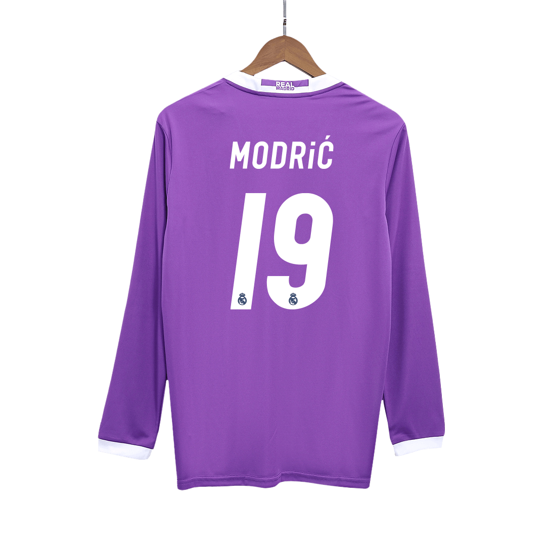 Retro MODRIĆ #19 Men's Real Madrid 2016/17 Away Long Sleeve Soccer Jersey product view 1