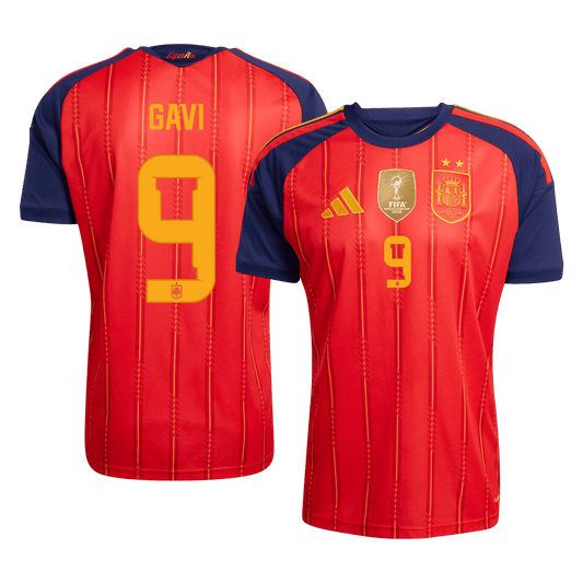 GAVI #9 Men's Spain World Cup 2026 Champion Edition Home Soccer Jersey product view 1