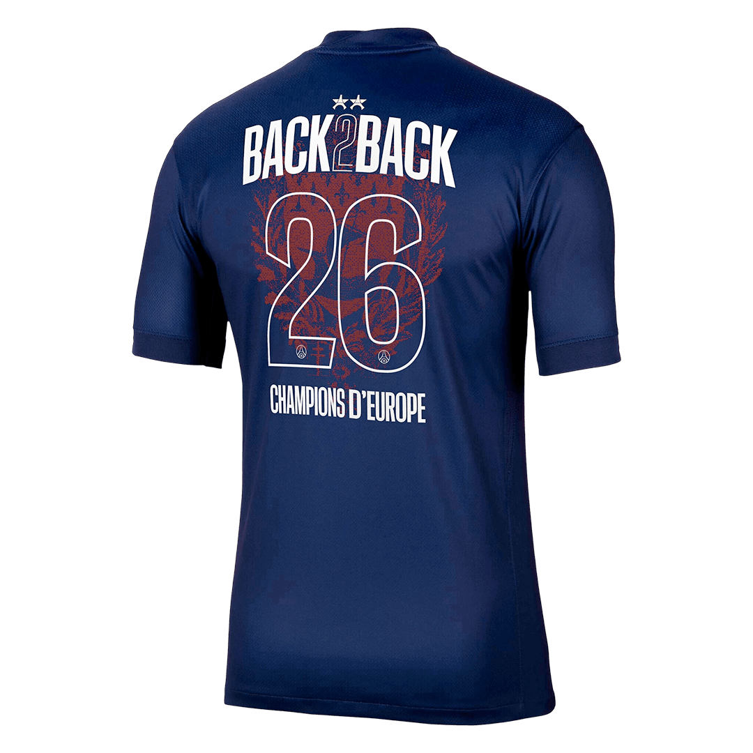 Champions of Europe #26 Men's PSG 2025/26 Home Soccer Jersey Premium product view 3