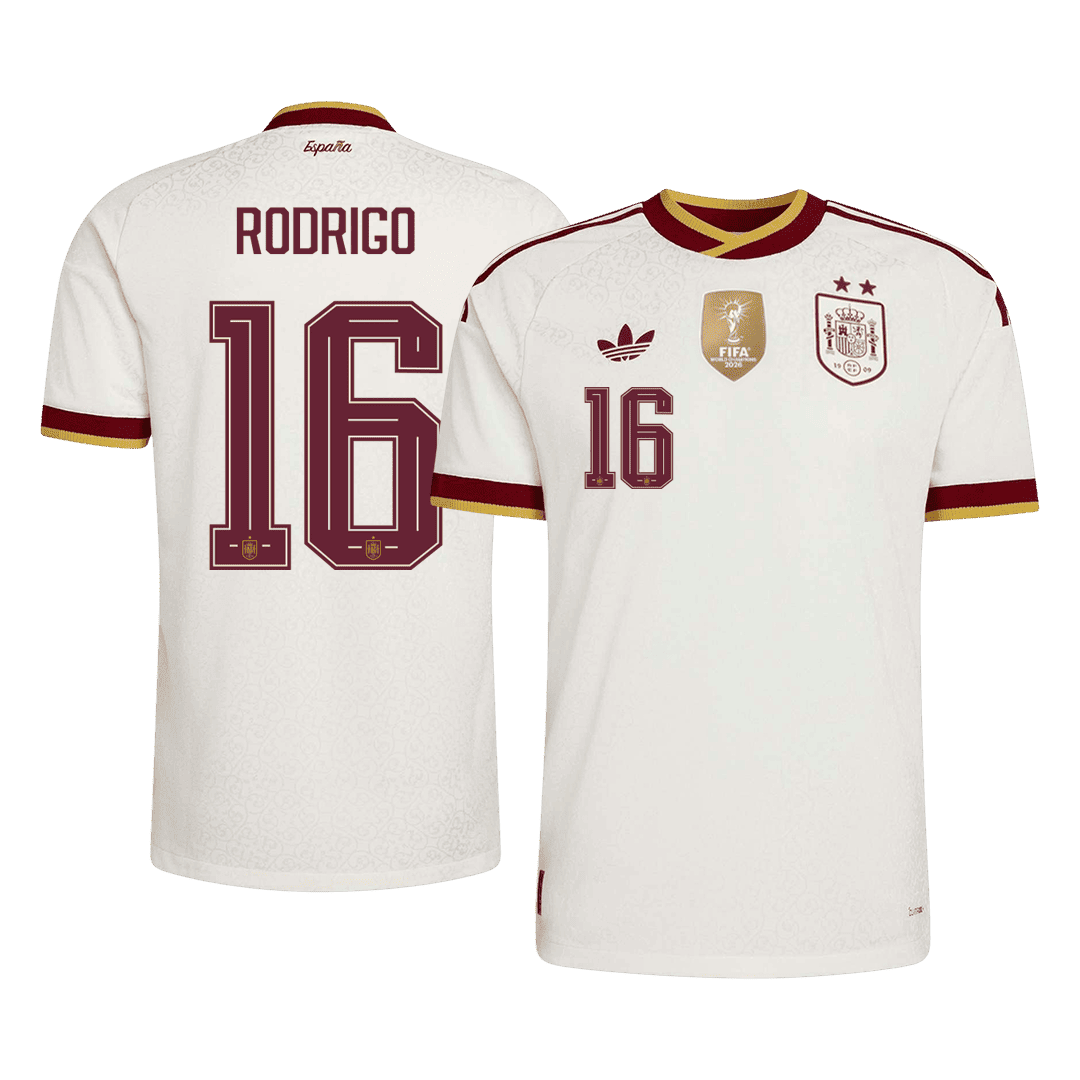 RODRIGO #16 Men's Spain World Cup 2026 Player Version Champion Edition Away Soccer Jersey product view 1