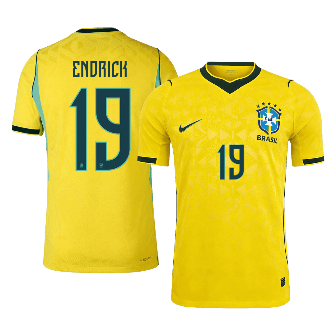 ENDRICK #19 Men's Brazil World Cup 2026 Player Version Home Soccer Jersey - Slim Fit product view 1