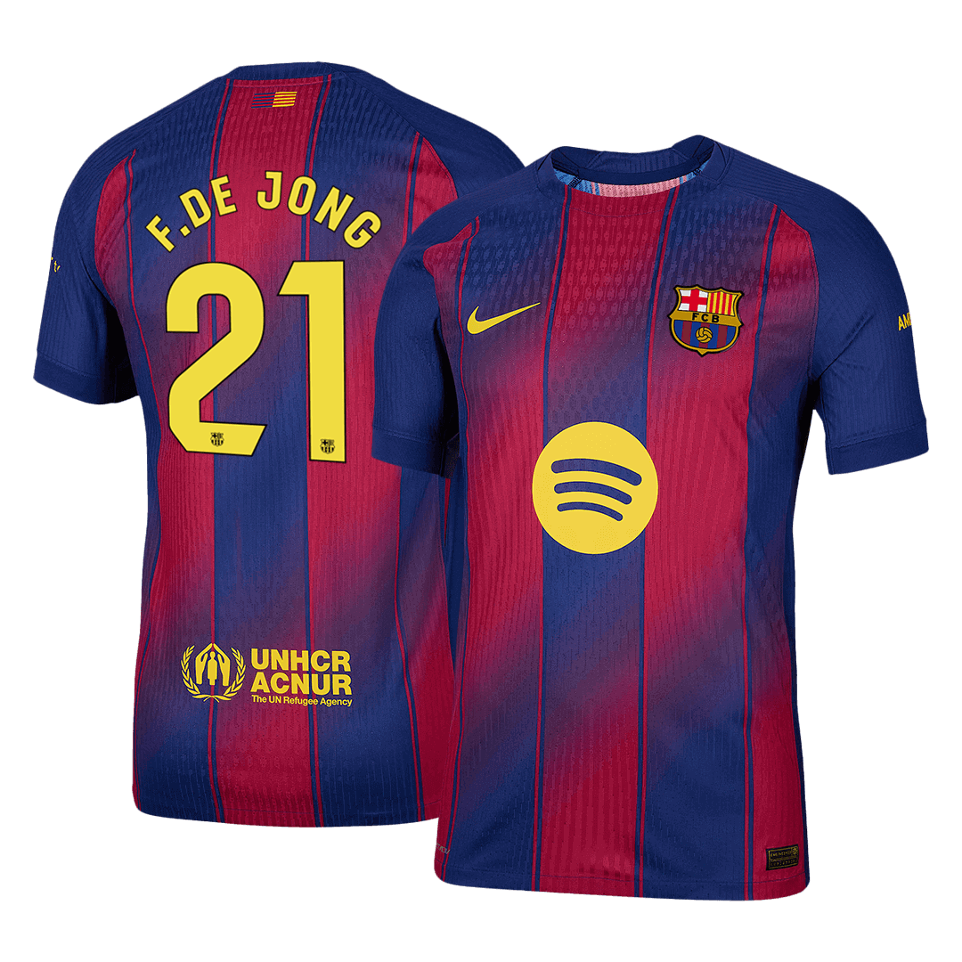 F.DE JONG #21 Men's Barcelona 2025/26 Player Version Home Soccer Jersey - Slim Fit product view 1