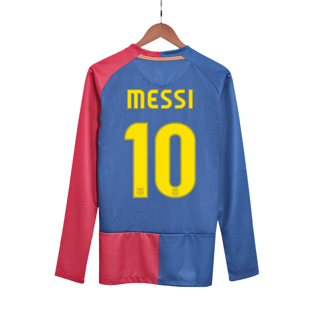 Retro MESSI #10 Men's Barcelona UCL UCL Final 2008/09 Home Long Sleeve Soccer Jersey product view 1