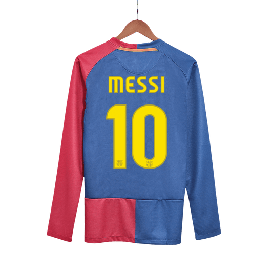 Retro MESSI #10 Men's Barcelona UCL UCL Final 2008/09 Home Long Sleeve Soccer Jersey product view 1