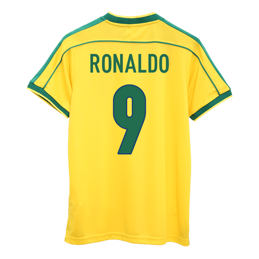 Retro RONALDO #9 Men's Brazil World Cup 1998 Home Soccer Jersey product view 1