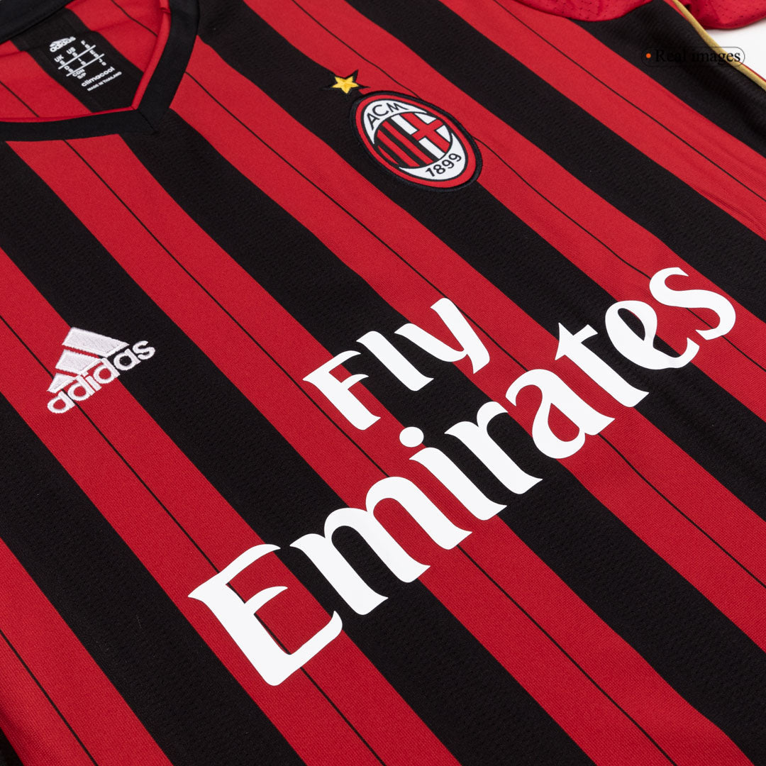 Retro Men's AC Milan 2013/14 Home Long Sleeve Soccer Jersey product view 4
