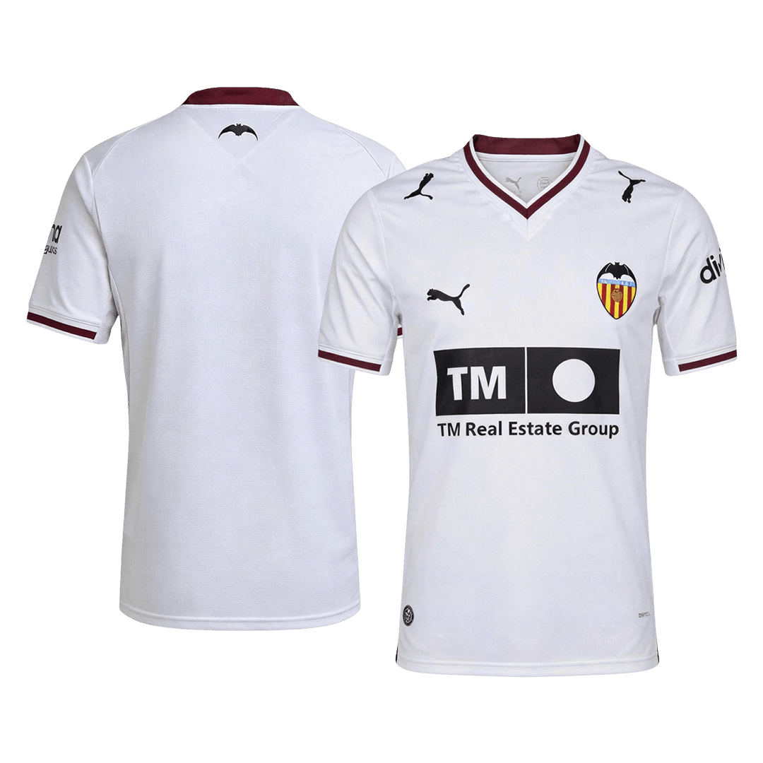 Men's Valencia 2026/27 home soccer jersey shown from the front and back