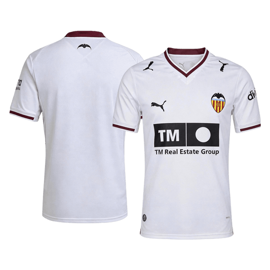 Men's Valencia 2026/27 home soccer jersey shown from the front and back
