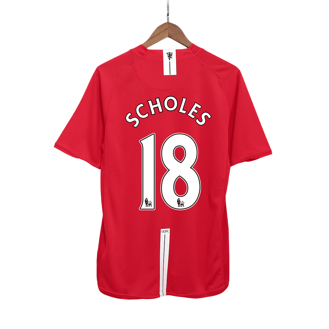 Retro SCHOLES #18 Men's Manchester United 2007/08 Home Soccer Jersey product view 1