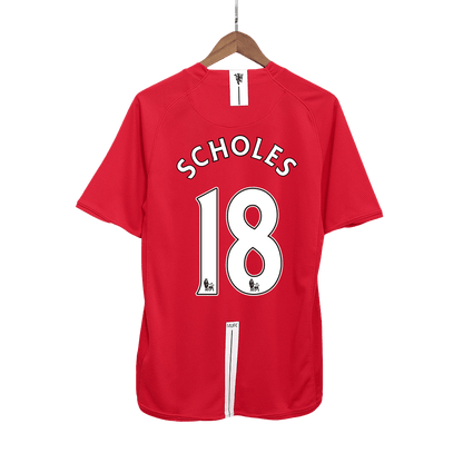 Retro SCHOLES #18 Men's Manchester United 2007/08 Home Soccer Jersey product view 1