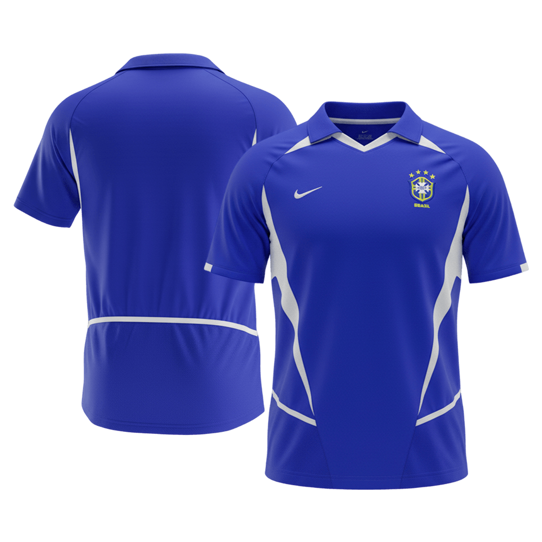 Retro Men's Brazil 2002 Away Soccer Jersey product view 7