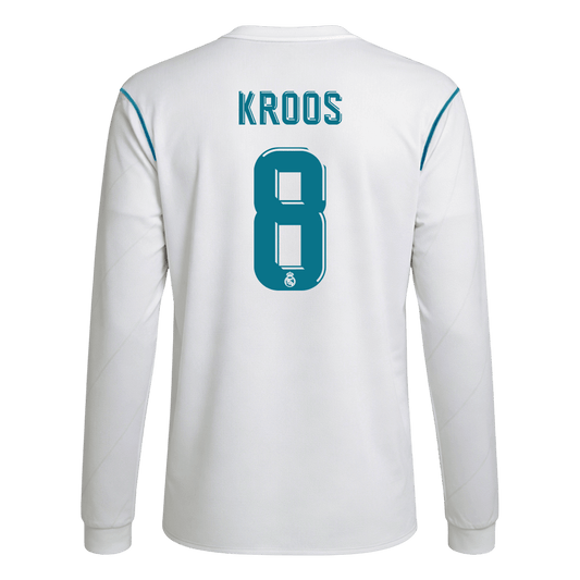 Retro KROOS #8 Men's Real Madrid 2017/18 Home Long Sleeve Soccer Jersey product view 1