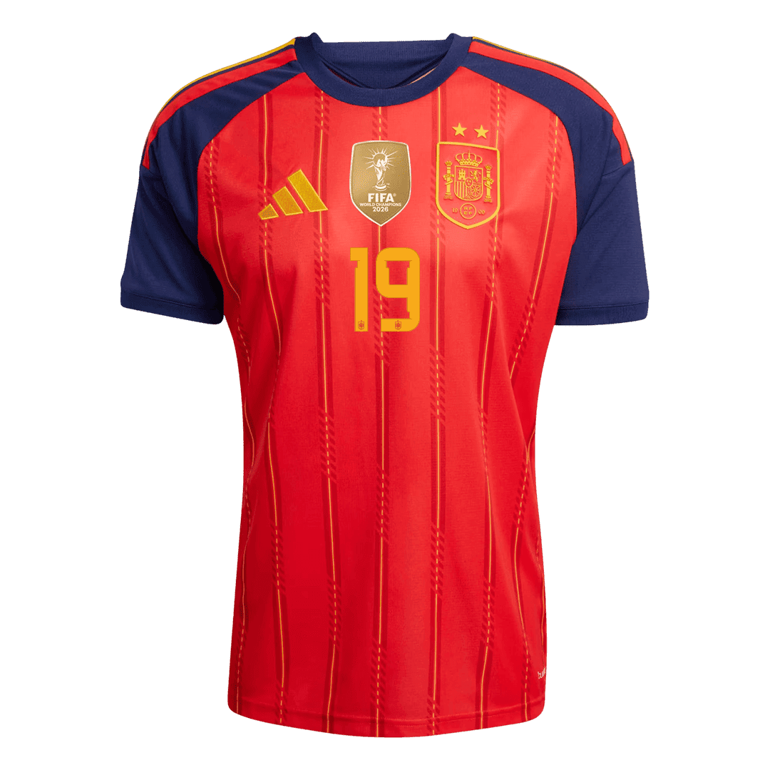 LAMINE YAMAL #19 Men's Spain World Cup 2026 Player Version Champion Edition Home Soccer Jersey - Slim Fit product view 2