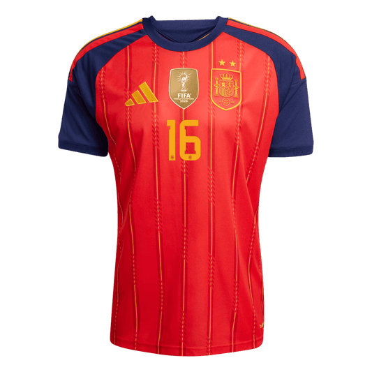RODRIGO #16 Men's Spain World Cup 2026 Player Version Champion Edition Home Soccer Jersey - Slim Fit product view 2