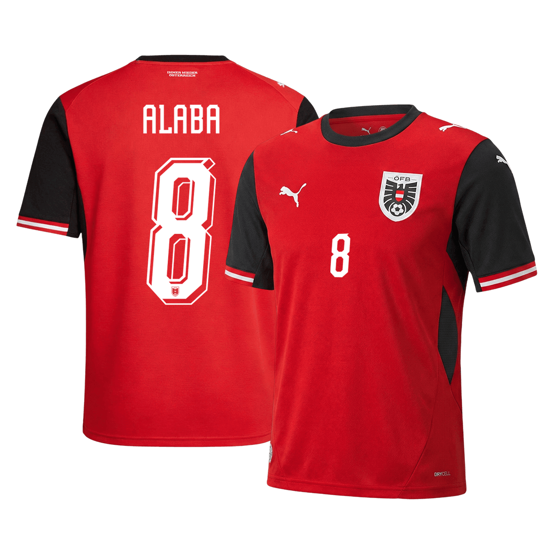 ALABA #8 Men's Austria World Cup 2026 Home Soccer Jersey product view 1