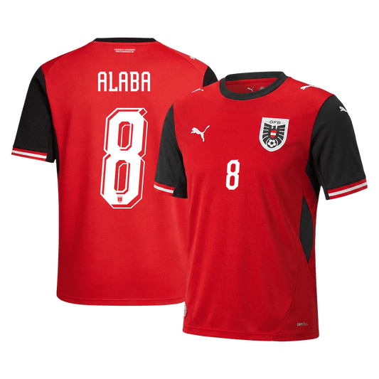 ALABA #8 Men's Austria World Cup 2026 Home Soccer Jersey product view 1