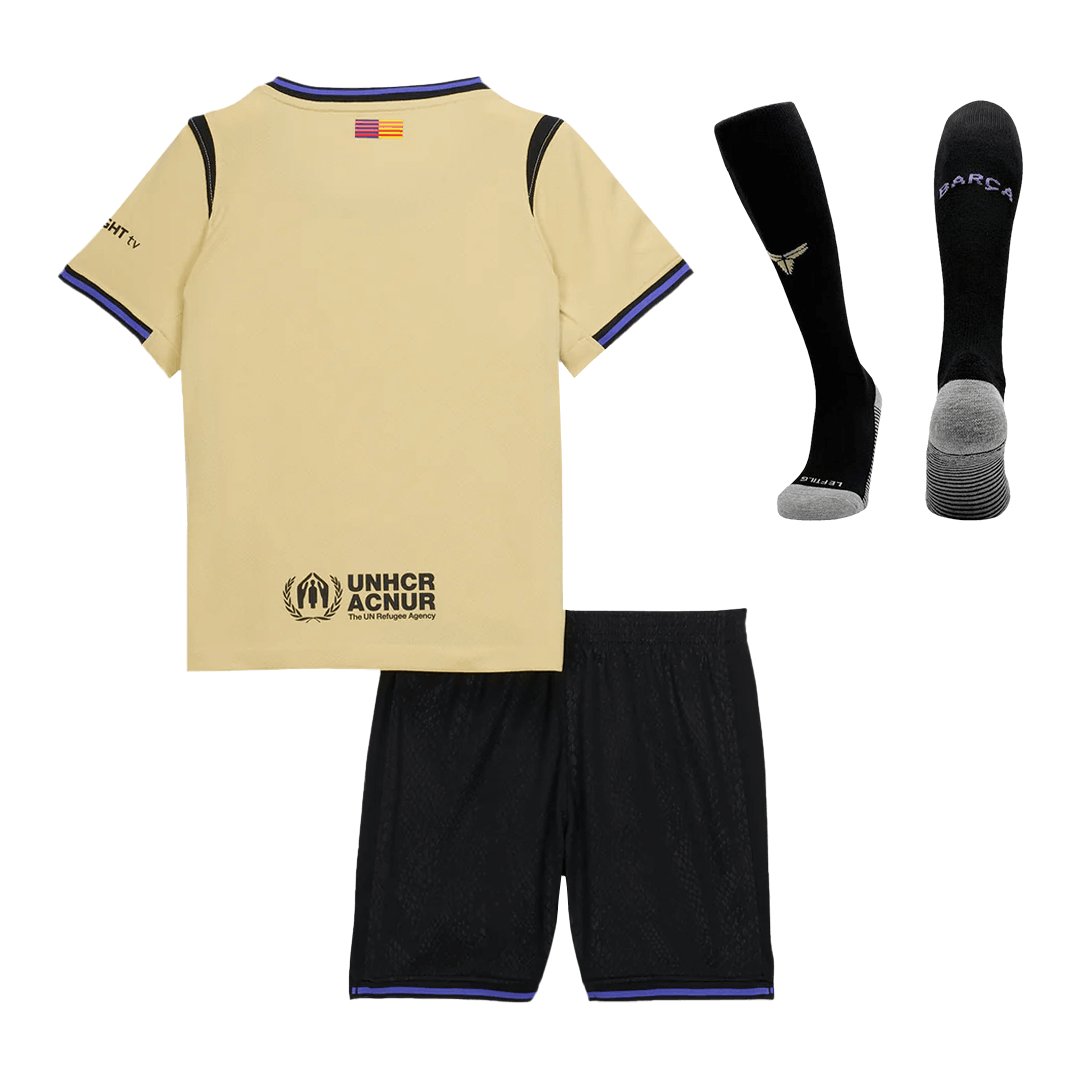 Kid's Barcelona 2025/26 Away Soccer Jersey Full Kit