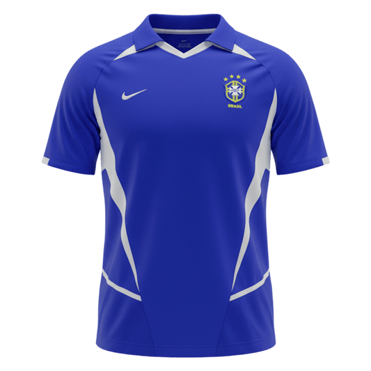 Retro Men's Brazil 2002 Away Soccer Jersey product view 1