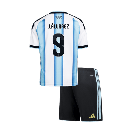 Kid's J.ÁLVAREZ #9 Argentina World Cup 2026 Home Soccer Jersey Kit [PREMIUM]