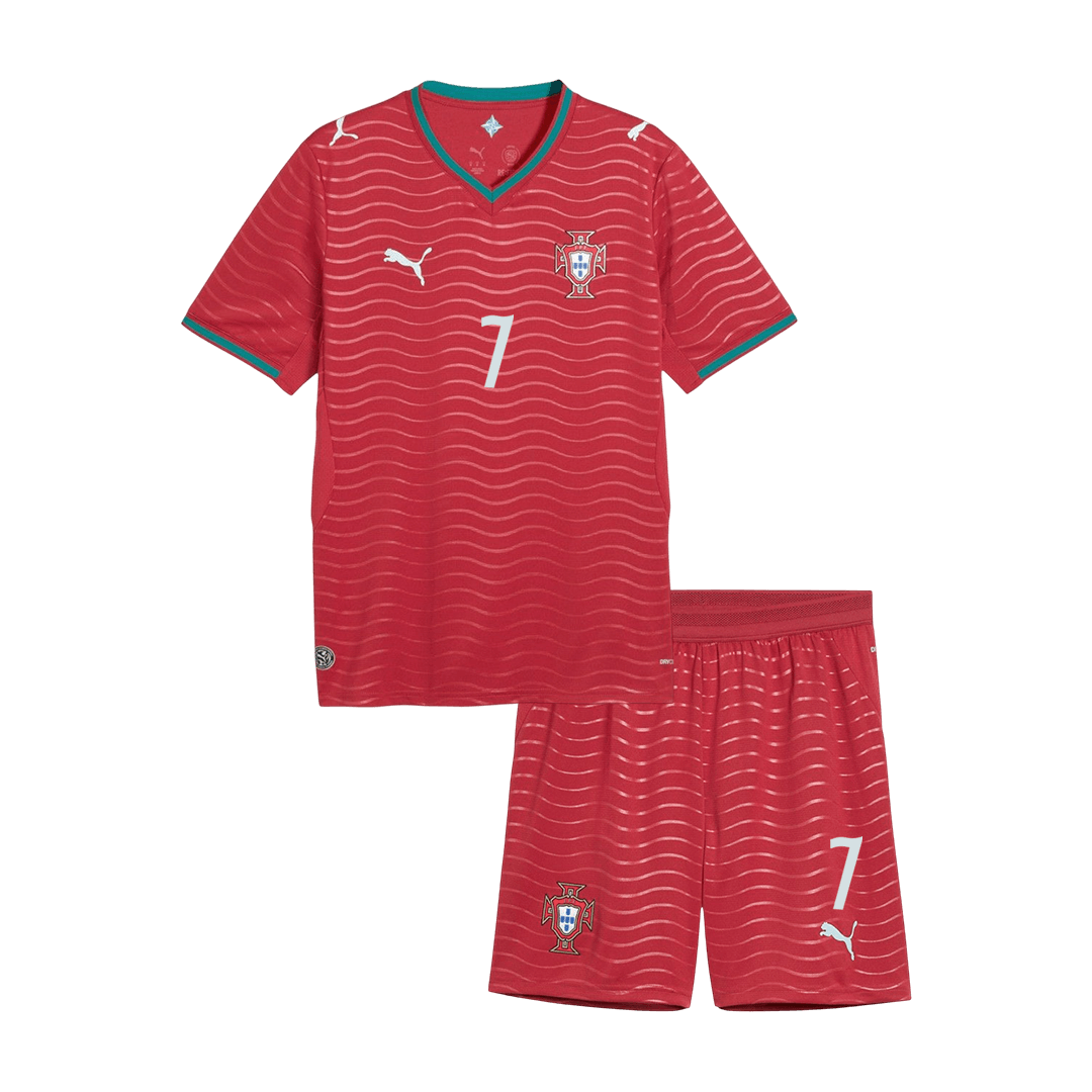 Kid's RONALDO #7 Portugal World Cup 2026 Home Soccer Jersey Kit [PREMIUM]