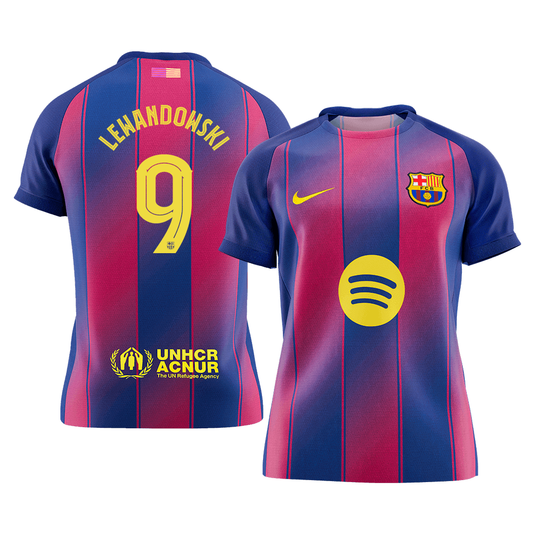 LEWANDOWSKI #9 Men's Barcelona UCL 2025/26 Home Soccer Jersey Premium product view 1