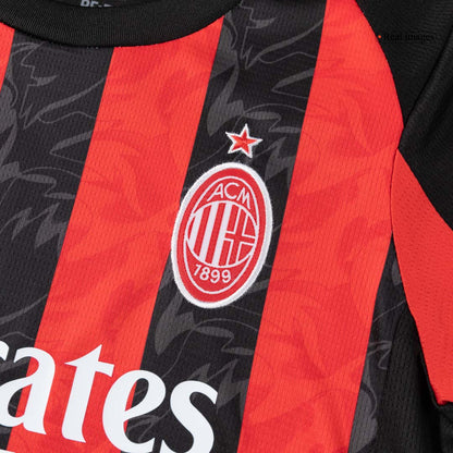 Kid's AC Milan 2025/26 Home Soccer Jersey Full Kit