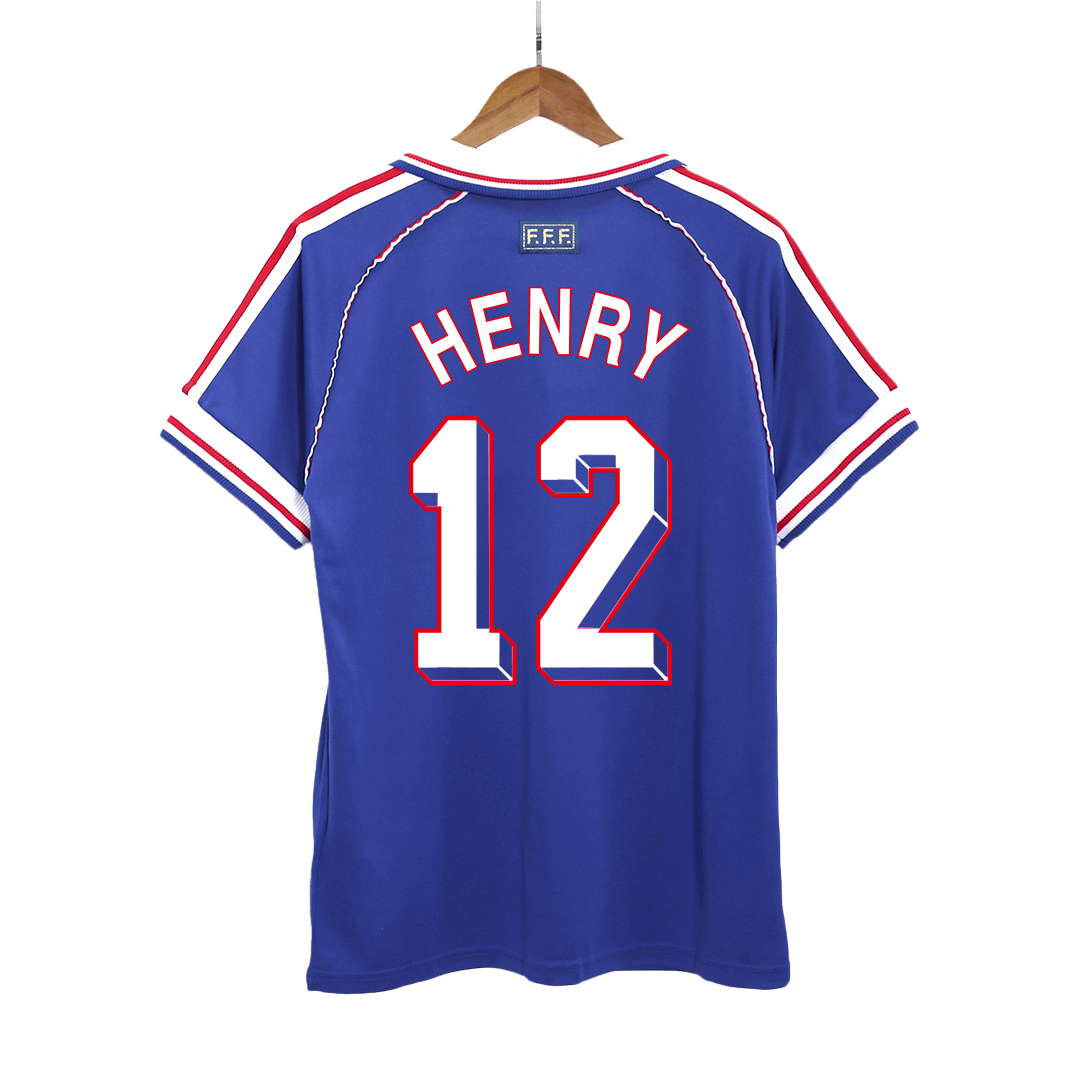 Retro HENRY #12 Men's France World Cup 1998 Home Soccer Jersey product view 1