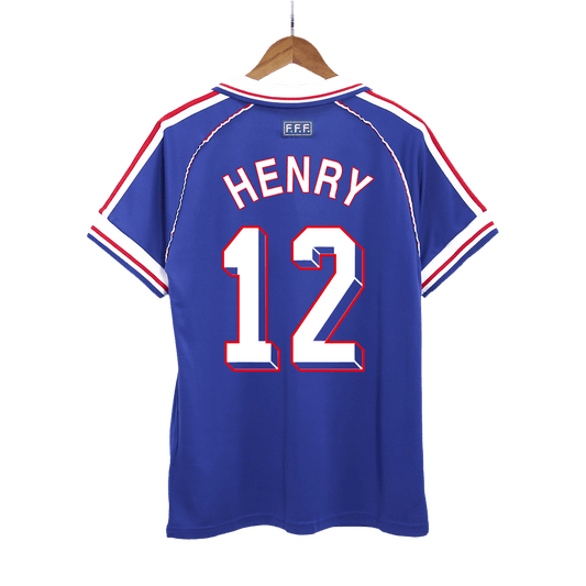 Retro HENRY #12 Men's France World Cup 1998 Home Soccer Jersey product view 1