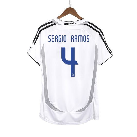 Retro SERGIO RAMOS #4 Men's Real Madrid 2006/07 Home Soccer Jersey product view 1