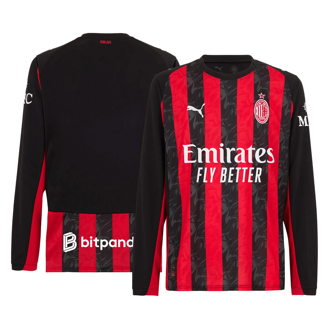 Men's AC Milan 2025/26 Home Long Sleeve Soccer Jersey product view 11